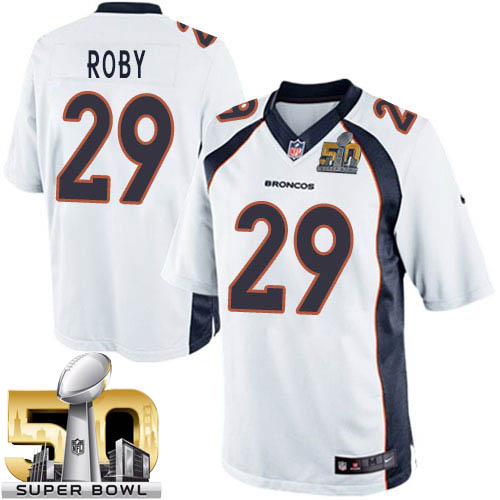 Men's Limited Bradley Roby Super Bowl L Nike Jersey White Road - #29 NFL Denver Broncos